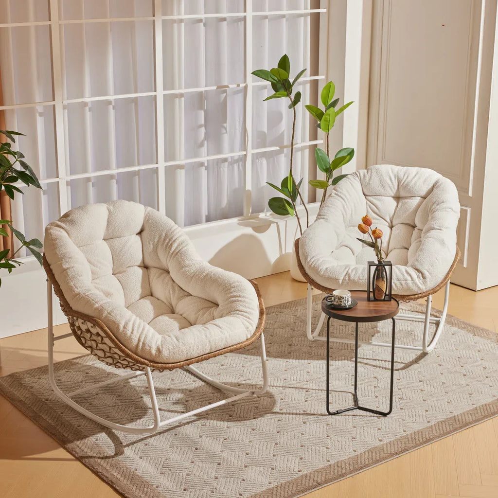 ZEZNTRO Wicker Outdoor Chair Set of 2 - White Outdoor Chair