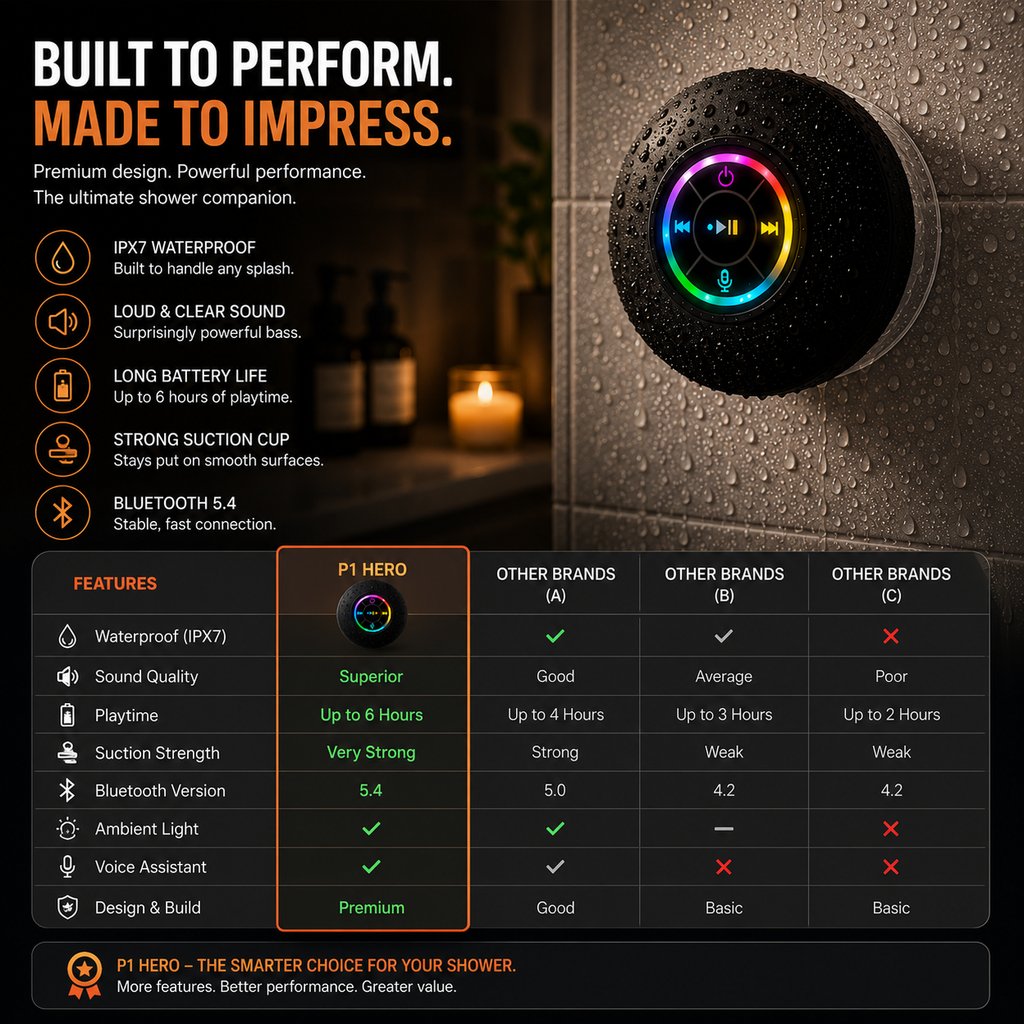 AQUABEAT™ Waterproof RGB Shower Speaker System