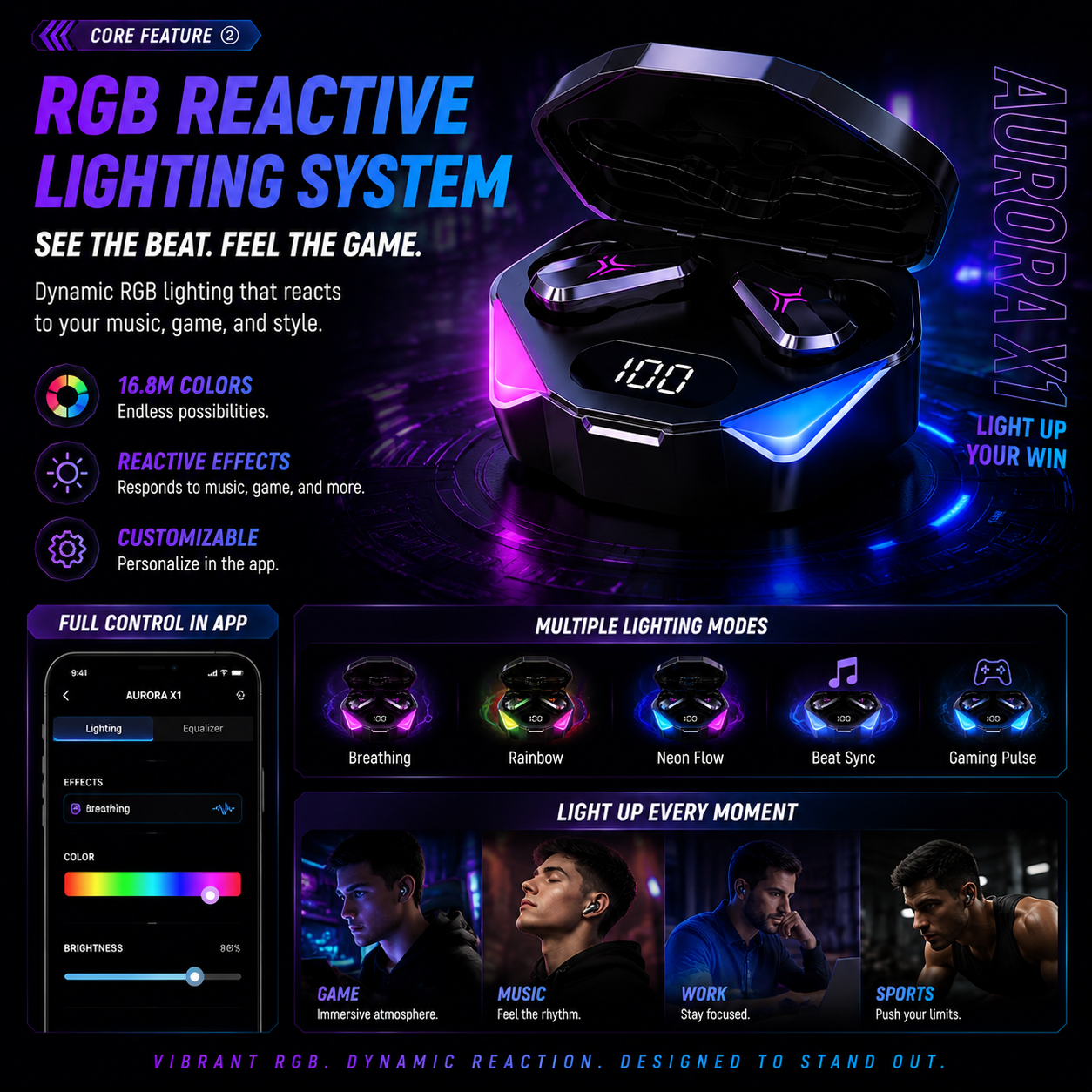 AURORA X1™ Gaming True Wireless Earbuds