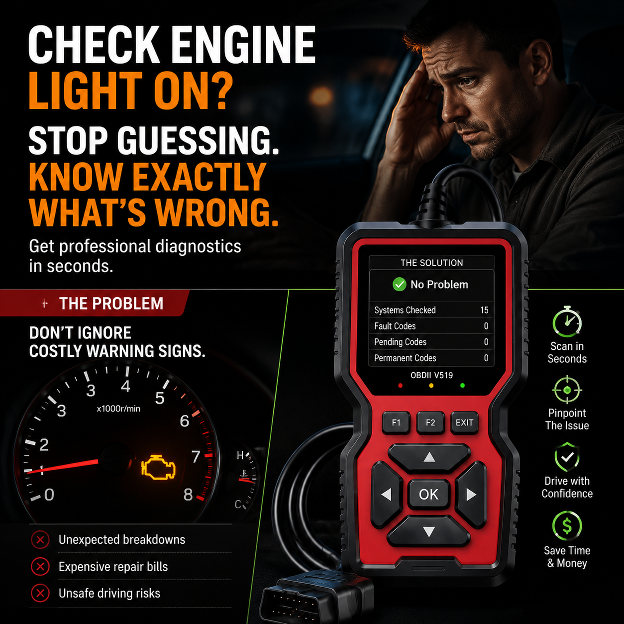 AUTOSENSE™ PRO Smart Vehicle Health Scanner