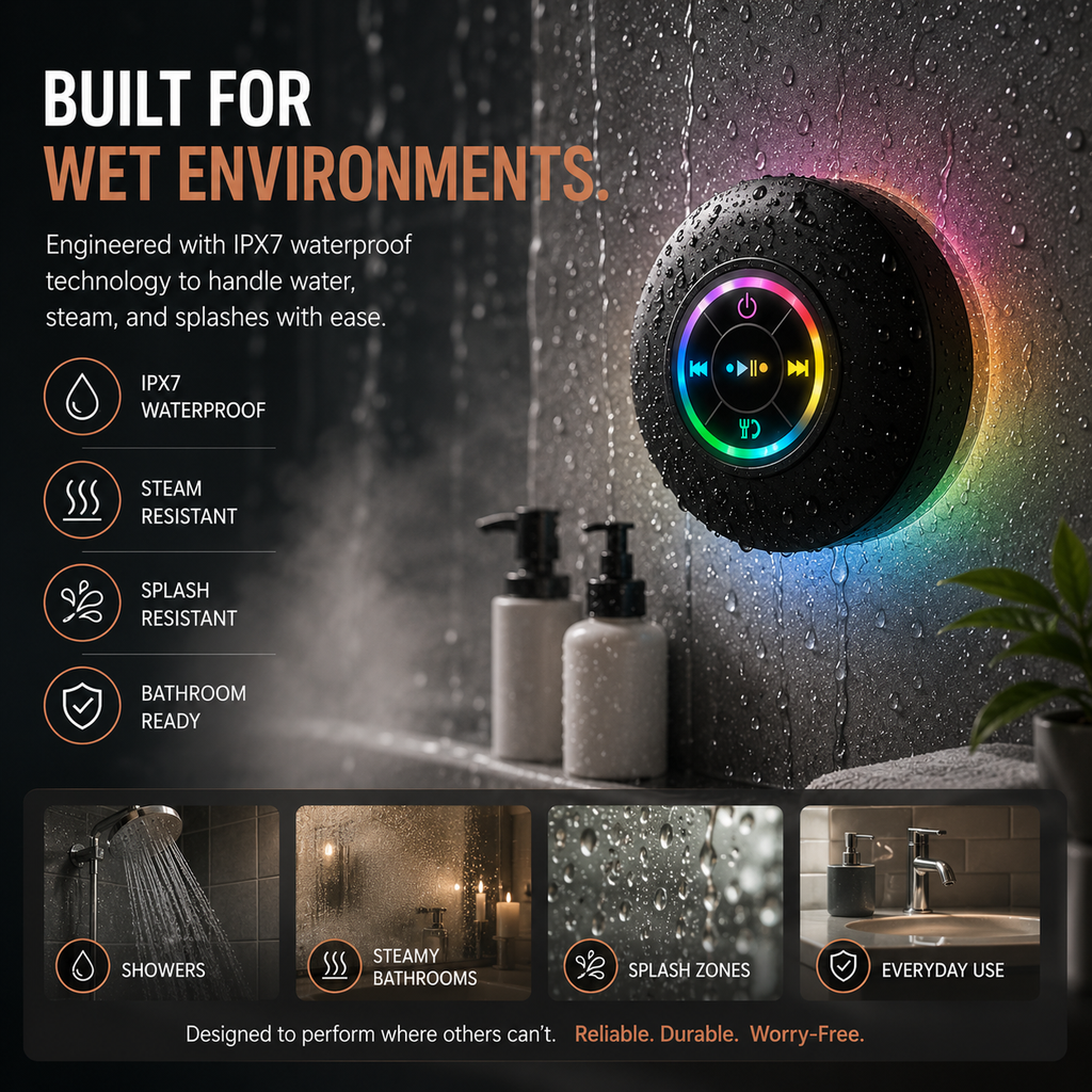 AQUABEAT™ Waterproof RGB Shower Speaker System