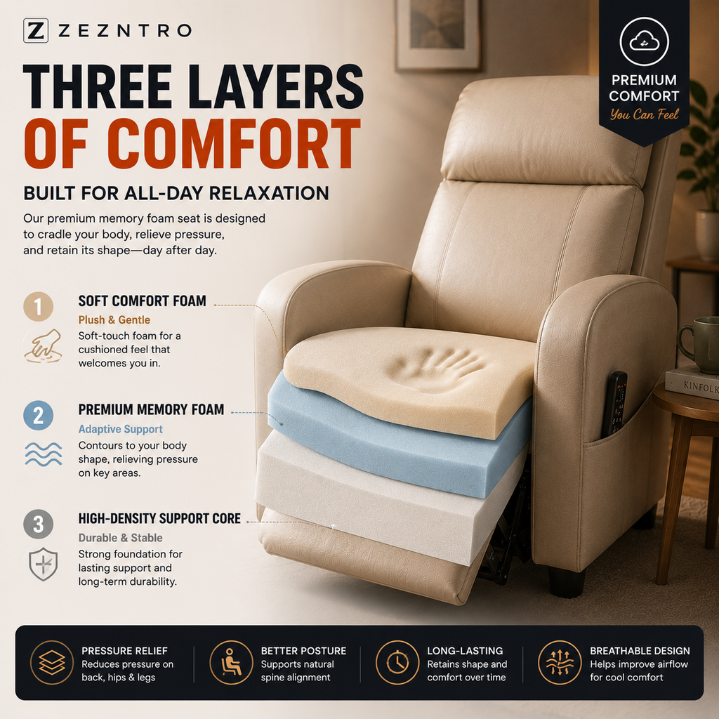 ZEZNTRO CALMREST PRO Heated Massage Recliner - Back View