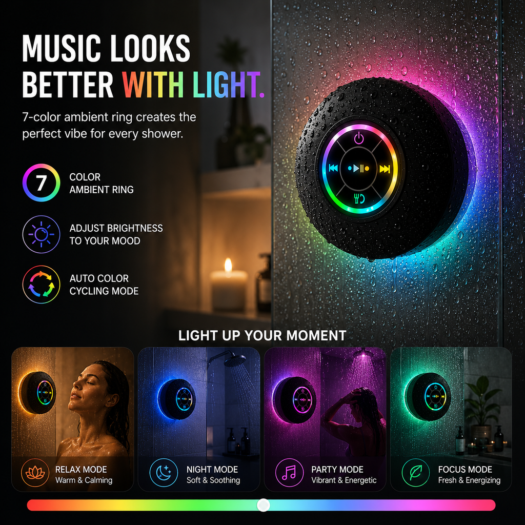 AQUABEAT™ Waterproof RGB Shower Speaker System