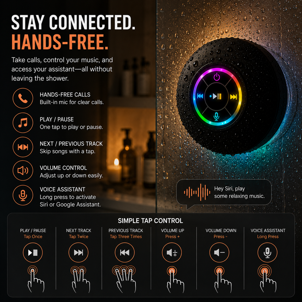 AQUABEAT™ Waterproof RGB Shower Speaker System