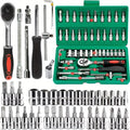 46Pcs Family Tools 1/4 Set Mechanic Tool Kits for Auto Repair Hous