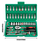 46Pcs Family Tools 1/4 Set Mechanic Tool Kits for Auto Repair Hous