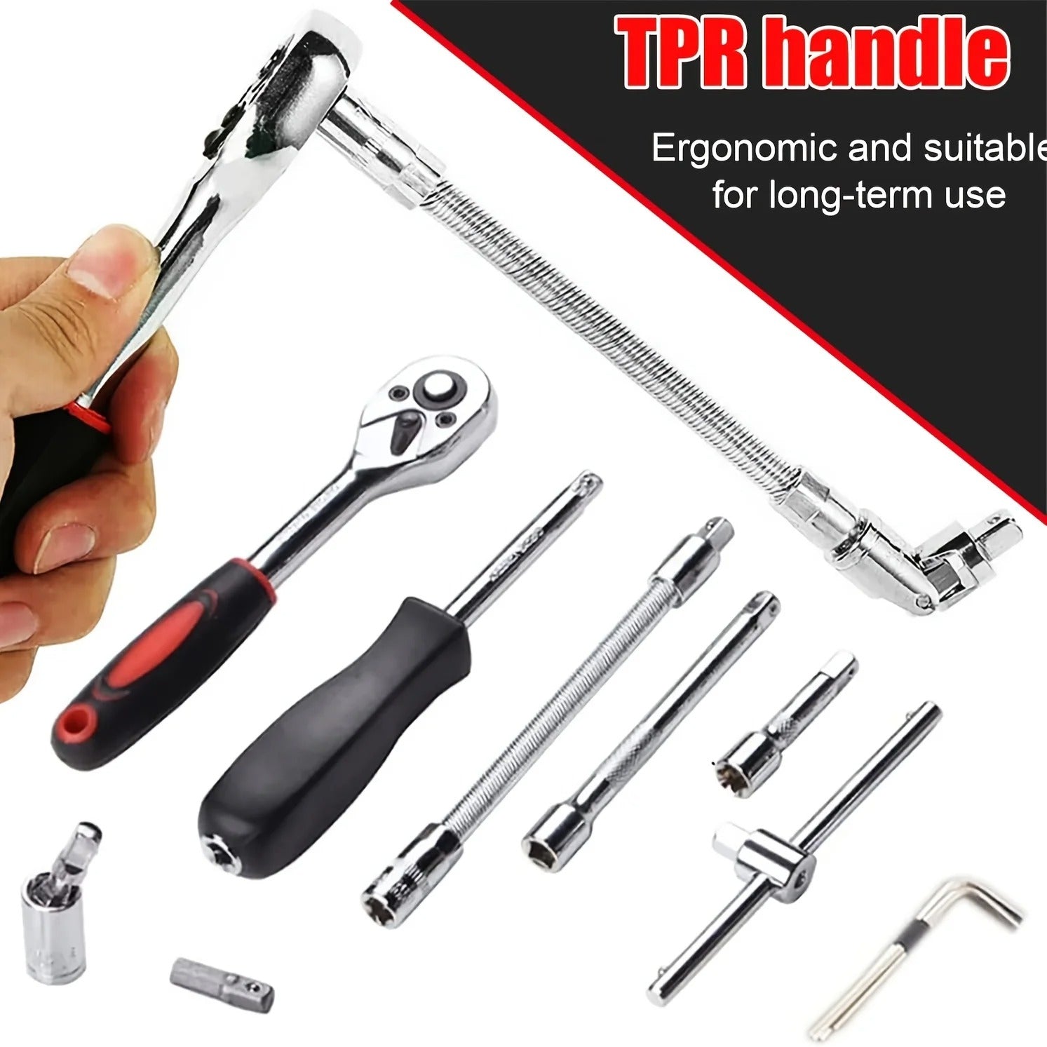 46Pcs Family Tools 1/4 Set Mechanic Tool Kits for Auto Repair Hous